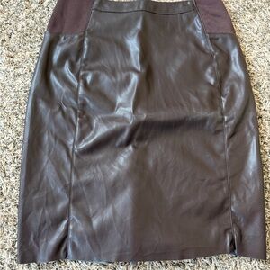 Vero Moda Dark Brown Leather Pencil Skirt